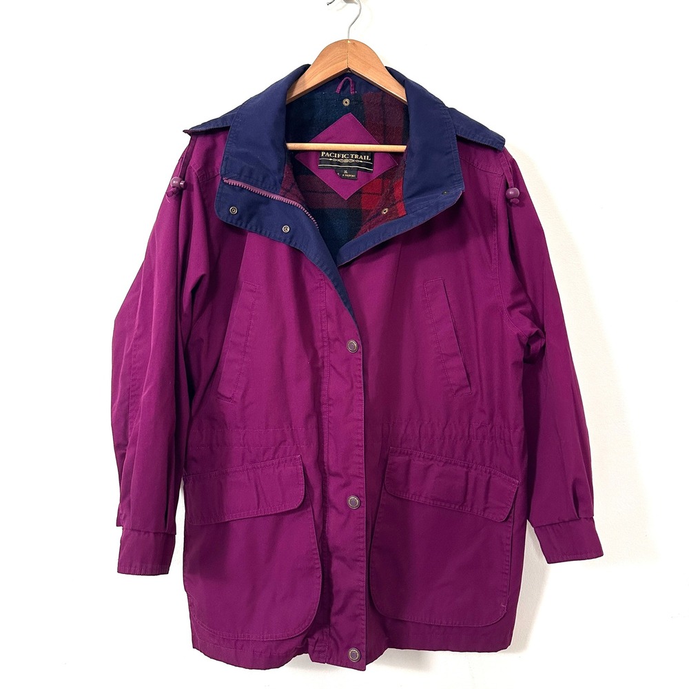 VTG 90s Pacific Trail Plaid Lined Jacket Magenta XL Women's Gorpcore Outdoor